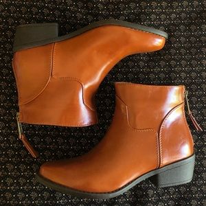 Cognac Booties NWOT